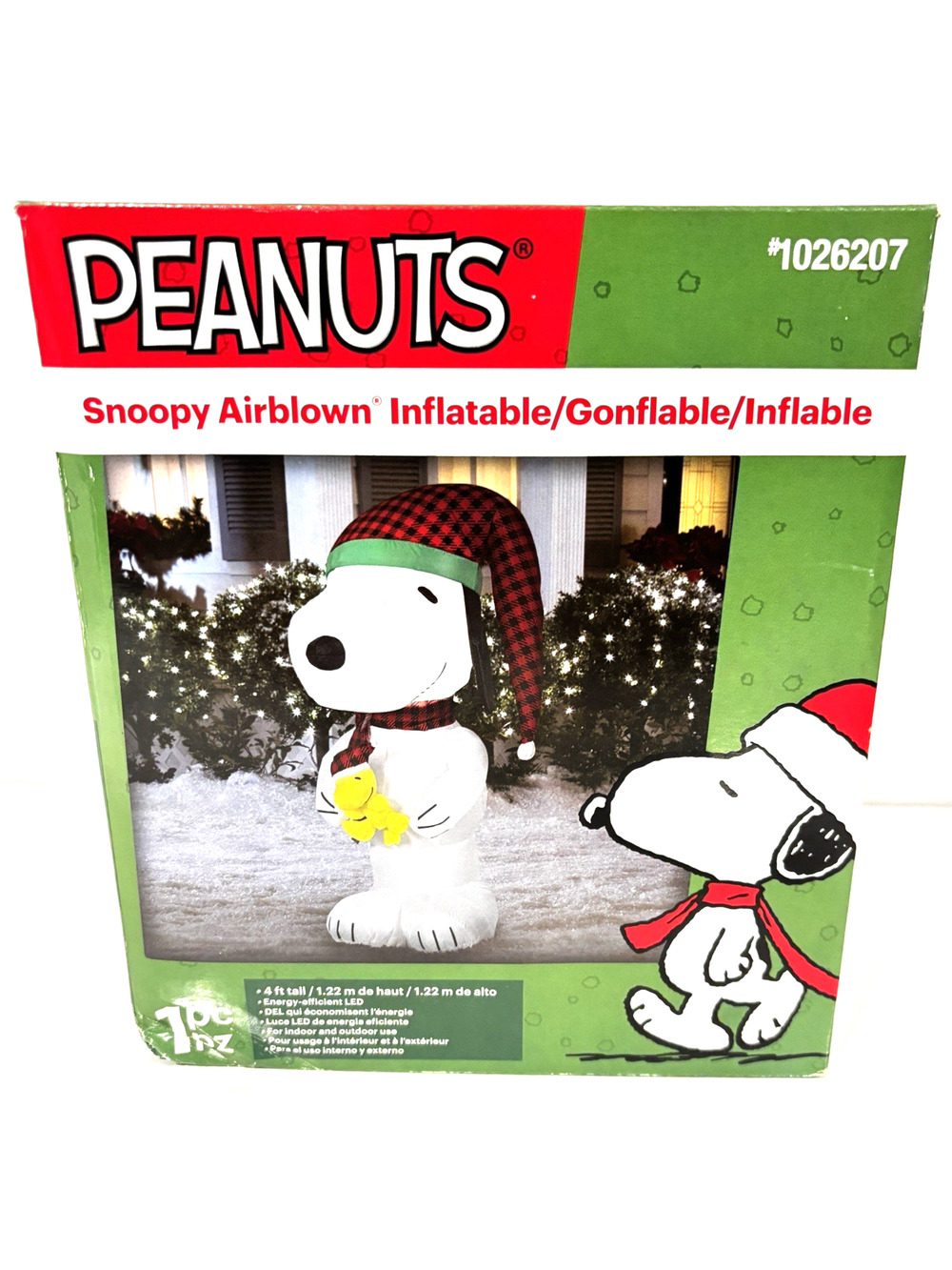 Gemmy Peanuts Snoopy & Woodstock 4Ft LED Christmas Inflatable NIB Lighted